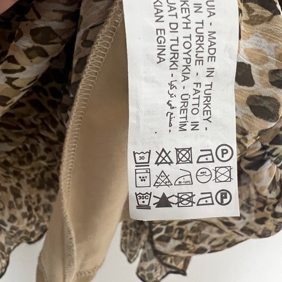 ZARA Brown Tan Abstract Snakeskin Print Chiffon Smocked Waist Boho Mini … - Picture 14 of 14